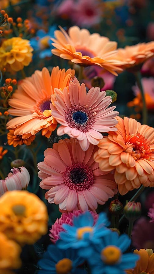 Η ζωντανή Gerbera Daisy σε ένα πολύχρωμο μπουκέτο απεικόνιση αποθεμάτων