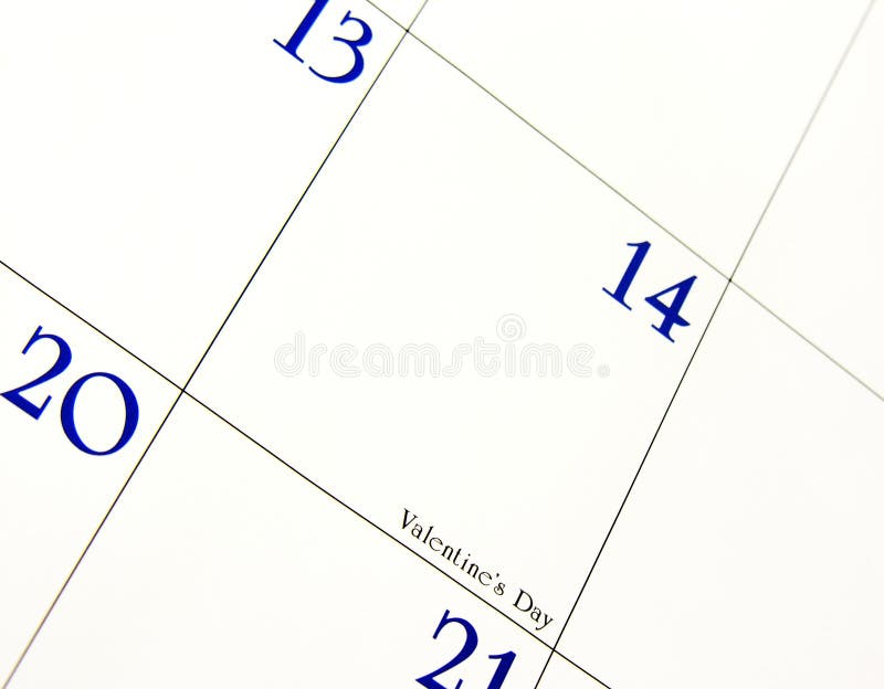 Close up of a calendar on Valentines day. Close up of a calendar on Valentines day