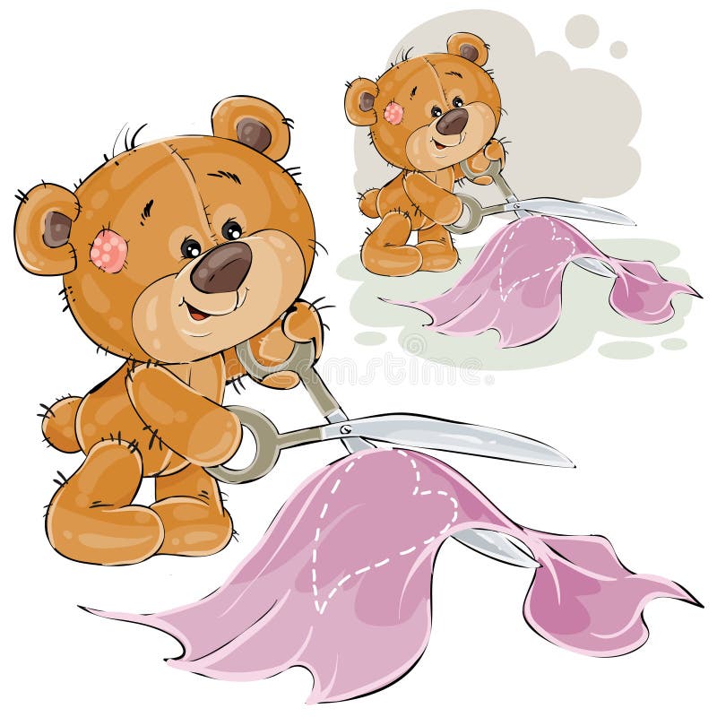 Η διανυσματική απεικόνιση καφετιού ενός teddy αντέχει το ράφτη κόβει ένα σχέδιο ψαλιδιού μιας καρδιάς, ραπτική διανυσματική απεικόνιση Η διανυσματική απεικόνιση καφετιού ενός teddy αντέχει το ράφτη κόβει ένα σχέδιο ψαλιδιού μιας καρδιάς, ραπτική διανυσματική απεικόνιση