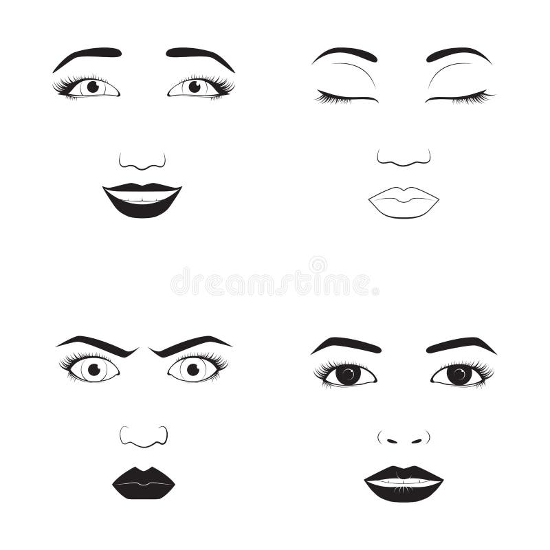 Girl emotion face cartoon vector illustration and woman emoji icon cute symbol character human expression sign female avatar tongue feeling. Facial mood doodle design black whithe line. Girl emotion face cartoon vector illustration and woman emoji icon cute symbol character human expression sign female avatar tongue feeling. Facial mood doodle design black whithe line.