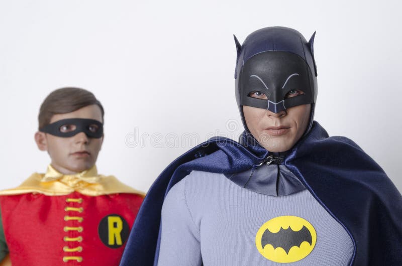 Η κλασική TV παρουσιάζει Batman και Robin καυτοί αριθμοί δράσης παιχνιδιών στοκ εικόνες Η κλασική TV παρουσιάζει Batman και Robin καυτοί αριθμοί δράσης παιχνιδιών στοκ εικόνες
