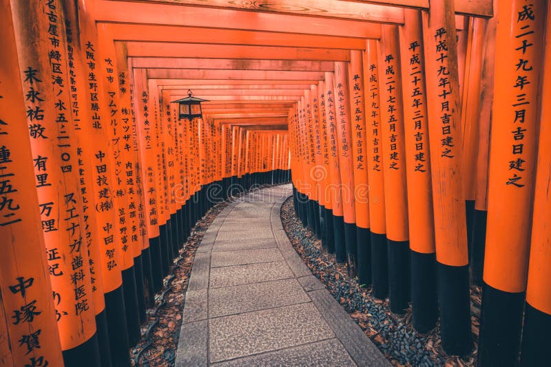 Η λάρνακα Inari Fushimi είναι η σημαντική λάρνακα Shinto στο νότιο Κιότο, Ιαπωνία Είναι διάσημο για χιλιάδες πορφυρό torii του στοκ φωτογραφία με δικαίωμα ελεύθερης χρήσης Η λάρνακα Inari Fushimi είναι η σημαντική λάρνακα Shinto στο νότιο Κιότο, Ιαπωνία Είναι διάσημο για χιλιάδες πορφυρό torii του στοκ φωτογραφία με δικαίωμα ελεύθερης χρήσης