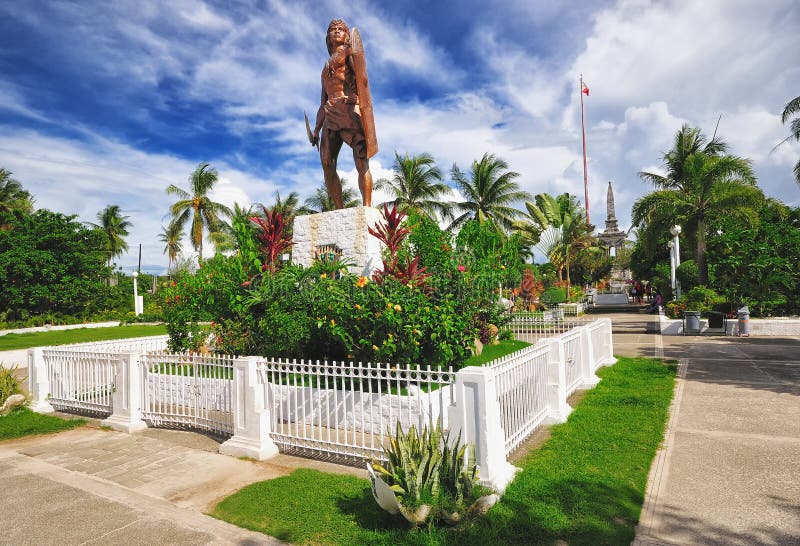 The Lapu-lapu shrine in Mactan, Cebu. It was near this spot where the Spanish conquistador Ferdinand Magellan was killed by a local chieftain Lapu-lapu and his men in 1521. The Lapu-lapu shrine in Mactan, Cebu. It was near this spot where the Spanish conquistador Ferdinand Magellan was killed by a local chieftain Lapu-lapu and his men in 1521.