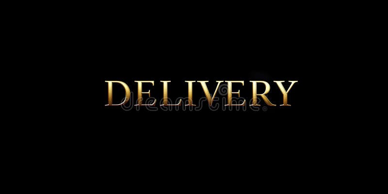 Η λέξη DELIVERY με έντονα πολυτελή γράμματα χρυσού στοκ εικόνες