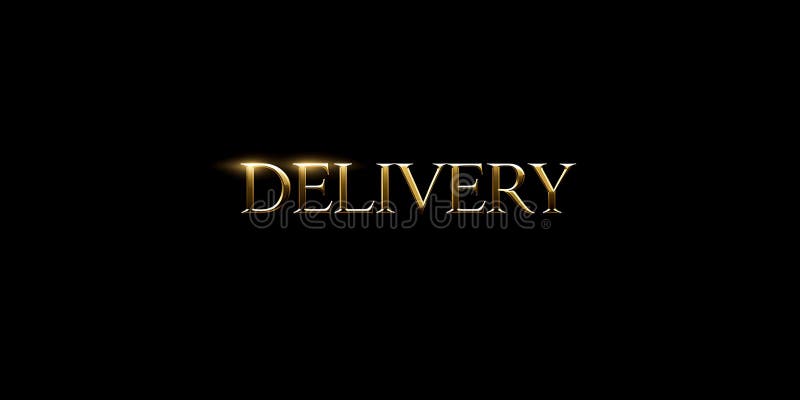 Η λέξη DELIVERY με έντονα πολυτελή γράμματα χρυσού στοκ φωτογραφίες με δικαίωμα ελεύθερης χρήσης
