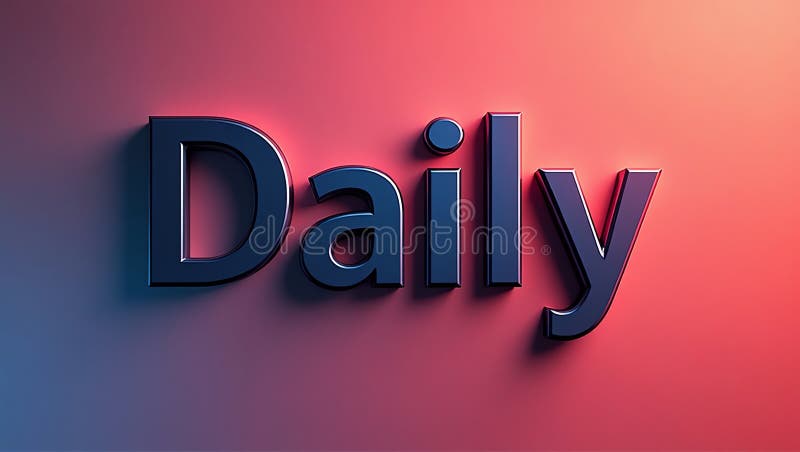 Η λέξη Daily εμφανίζεται με έντονα γλυπτά έντονα γράμματα που ρίχνουν βαθιές σκιές διανυσματική απεικόνιση