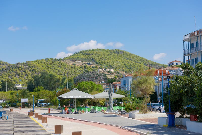 Η μαρίνα του Πόρου, είναι ένα ελληνικό νησί στο νότιο μέρος Saronic Γ στοκ εικόνες