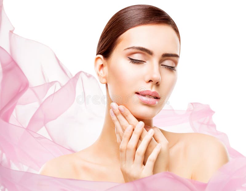 Η ομορφιά Makeup, φυσικός όμορφος γυναικών φροντίδας δέρματος προσώπου αποτελεί στοκ φωτογραφίες