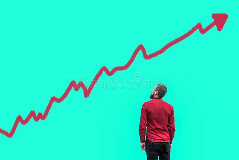 Η πίσω πλευρά του νέου γενειοφόρου όμορφου επιχειρηματία στο κόκκινο πουκάμισο που στέκεται και που εξετάζει την ανάπτυξη του δια στοκ φωτογραφίες Η πίσω πλευρά του νέου γενειοφόρου όμορφου επιχειρηματία στο κόκκινο πουκάμισο που στέκεται και που εξετάζει την ανάπτυξη του δια στοκ φωτογραφίες
