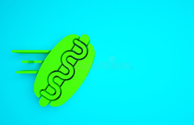 Η παραγγελία Green Online και το εικονίδιο σάντουιτς hotdog απομονωμένα στο μπλε φόντο Εικονίδιο λουκάνικου Σήμα φαστ φουντ Μινιμ διανυσματική απεικόνιση