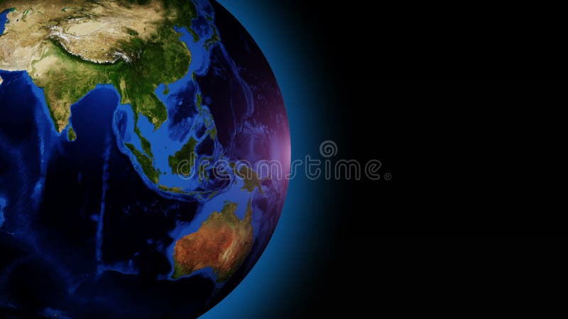 Η περιστρεφόμενη γη με την εξωτερική μπλε πυράκτωση, άνευ ραφής περιτυλίχτηκε τρισδιάστατη ζωτικότητα, μπλε εξωτερική πυράκτωση ελεύθερη απεικόνιση δικαιώματος