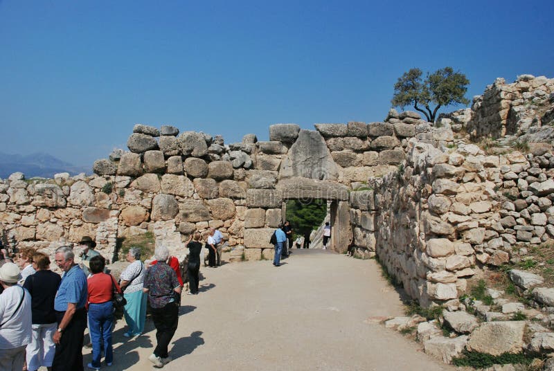 Η πύλη λιονταριών, Mycenae στοκ φωτογραφίες