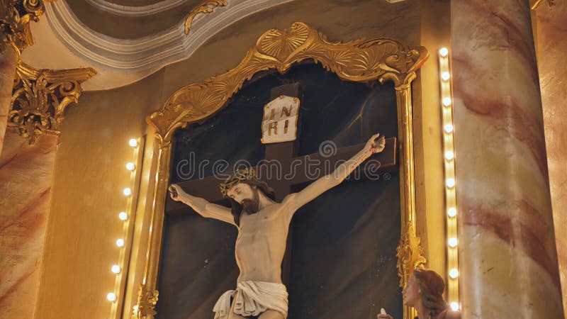 The crucifixion of Jesus in a Catholic church. The crucifixion of Jesus in a Catholic church