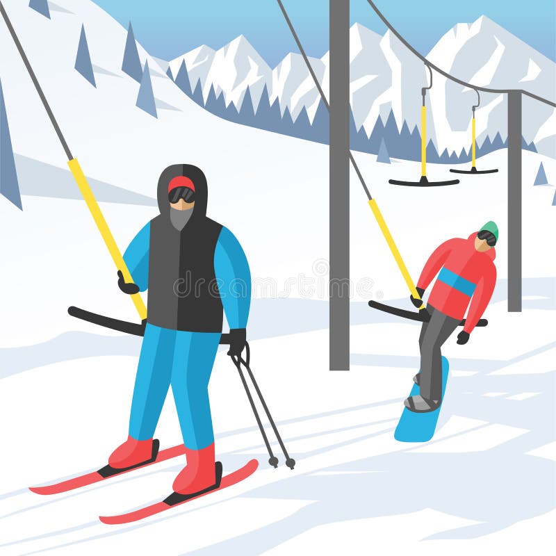 Η συνεδρίαση Snowboarder στους ανθρώπους σνόουμπορντ θερέτρου χειμερινού αθλητισμού ανελκυστήρων γονδολών και ανελκυστήρων σκι στ ελεύθερη απεικόνιση δικαιώματος Η συνεδρίαση Snowboarder στους ανθρώπους σνόουμπορντ θερέτρου χειμερινού αθλητισμού ανελκυστήρων γονδολών και ανελκυστήρων σκι στ ελεύθερη απεικόνιση δικαιώματος