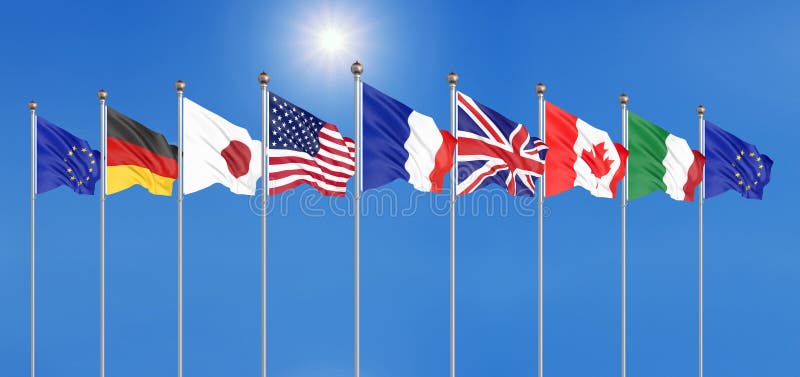 45η σύνοδος κορυφής της G7, 24-26 Αυγούστου 2019 στο Μπιαρρίτς, Νουβέλε-Ακουιταίνε, Γαλλία 7 σημαίες χωρών της Ομάδας των Επτά - διανυσματική απεικόνιση 45η σύνοδος κορυφής της G7, 24-26 Αυγούστου 2019 στο Μπιαρρίτς, Νουβέλε-Ακουιταίνε, Γαλλία 7 σημαίες χωρών της Ομάδας των Επτά - διανυσματική απεικόνιση