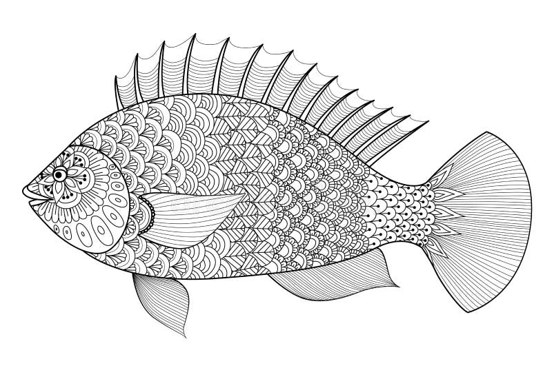 Η τέχνη γραμμών ψαριών zentangle ορίζει για να χρωματίσει το βιβλίο για τον ενήλικο, δερματοστιξία, λογότυπο, σχέδιο μπλουζών, στ διανυσματική απεικόνιση Η τέχνη γραμμών ψαριών zentangle ορίζει για να χρωματίσει το βιβλίο για τον ενήλικο, δερματοστιξία, λογότυπο, σχέδιο μπλουζών, στ διανυσματική απεικόνιση