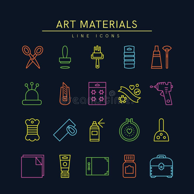 Craft Supplies & Materials. Thin Line Icons Set. Elements for Websites, Banners, Infographic, Illustrations. Craft show, craft making and sale poster design elements. Elements for craft studio, shops, courses and workshops. Vector line style illustration. Craft Supplies & Materials. Thin Line Icons Set. Elements for Websites, Banners, Infographic, Illustrations. Craft show, craft making and sale poster design elements. Elements for craft studio, shops, courses and workshops. Vector line style illustration.