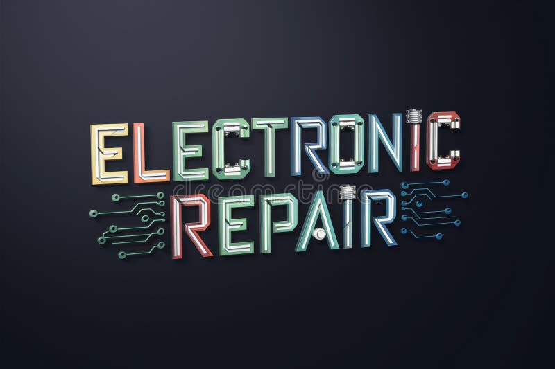 Electronic repair logo with colorful electronic components AI generated. Electronic repair logo with colorful electronic components AI generated