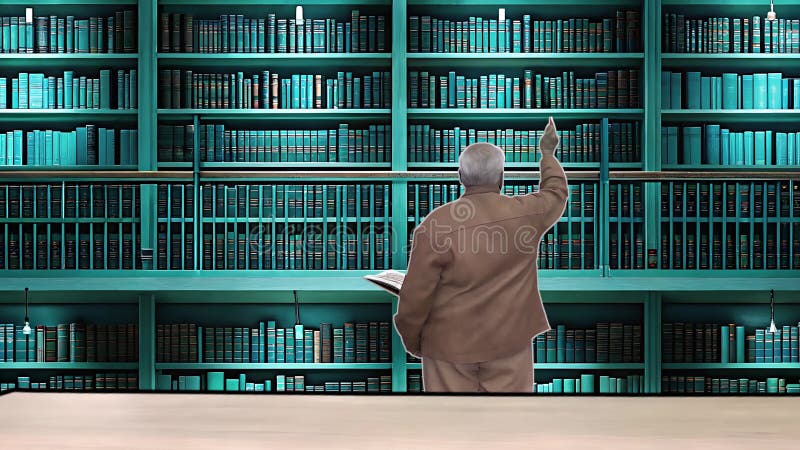 Ηλικιωμένοι Άνδρες Στρέφονται Προς Τα Ράφια Βιβλίων Μέσα Στη Σύγχρονη Βιβλιοθήκη Τονίζοντας Τη Γνώση Και Τη Σημασία Της Διά Βίου Μ ελεύθερη απεικόνιση δικαιώματος