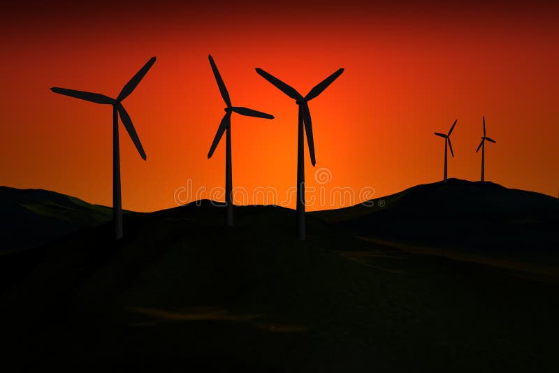 ηλιοβασίλεμα windfarm