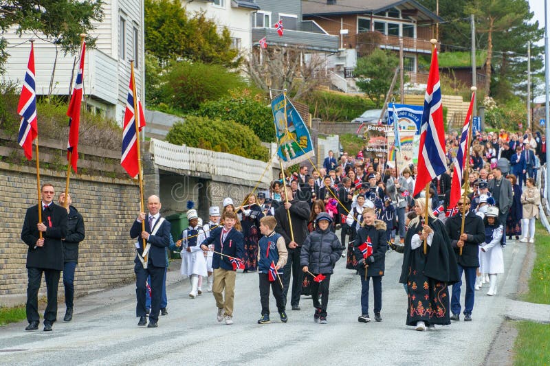 Norwegian Constitution Day, Fosnavaag, Norway - 17 May 2023. Norwegian Constitution Day, Fosnavaag, Norway - 17 May 2023