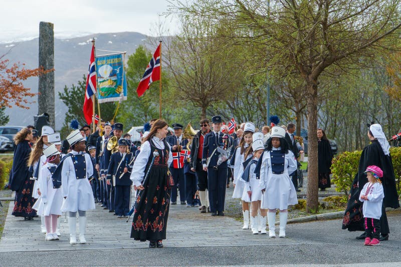 Norwegian Constitution Day, Fosnavaag, Norway - 17 May 2023. Norwegian Constitution Day, Fosnavaag, Norway - 17 May 2023