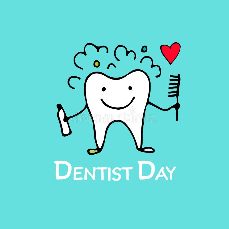 Dentist day, tooth character sketch for your design. Vector illustration. Dentist day, tooth character sketch for your design. Vector illustration