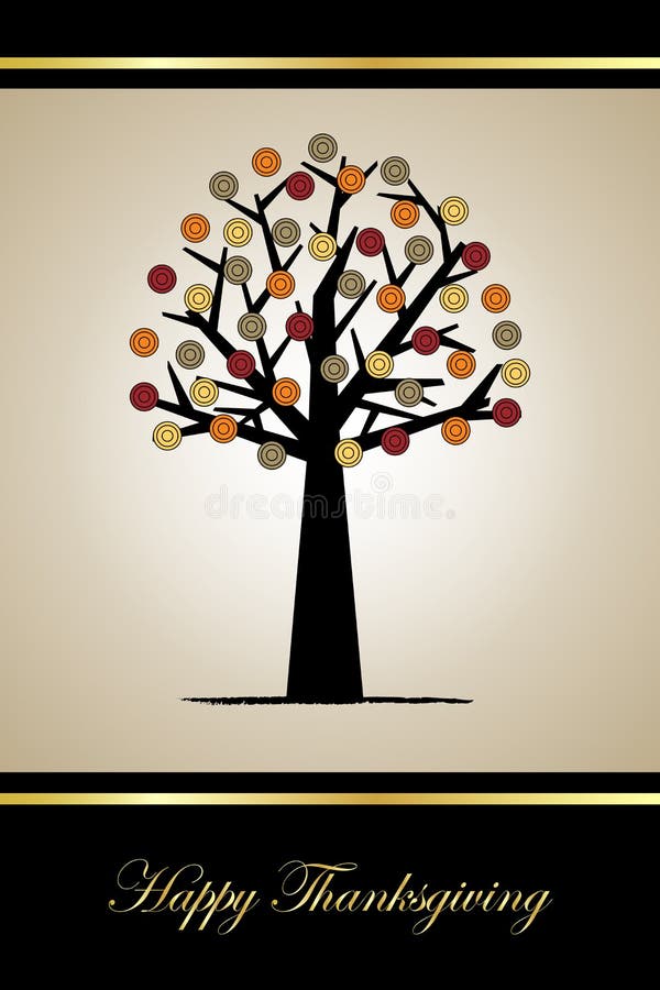 Illustration of an elegant greeting card with stylized tree,useful for Thanksgiving.EPS file available. Illustration of an elegant greeting card with stylized tree,useful for Thanksgiving.EPS file available