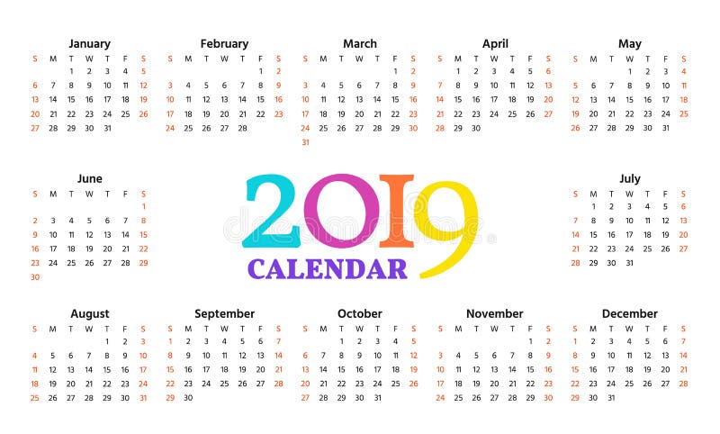 2019 ημερολογιακό έτος επίσης corel σύρετε το διάνυσμα απεικόνισης Αρμόδιος για το σχεδιασμό προτύπων διανυσματική απεικόνιση 2019 ημερολογιακό έτος επίσης corel σύρετε το διάνυσμα απεικόνισης Αρμόδιος για το σχεδιασμό προτύπων διανυσματική απεικόνιση