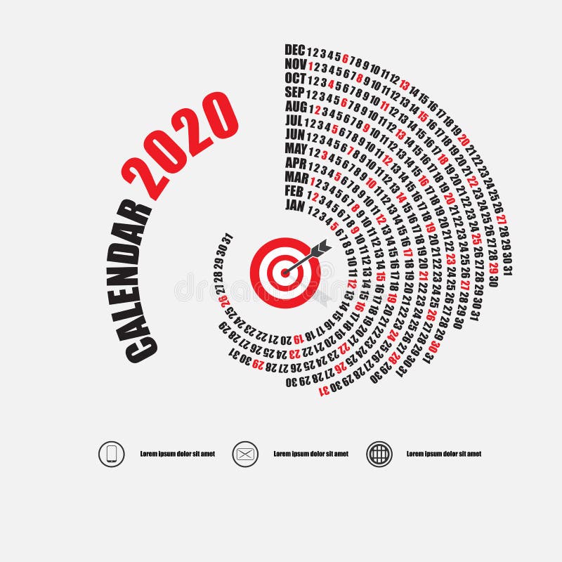 2020 ημερολογιακό πρότυπο Ημερολογιακό 2020 σύνολο 12 μηνών Ετήσιο πρότυπο χαρτικών ημερολογιακού διανυσματικό σχεδίου επίσης cor διανυσματική απεικόνιση