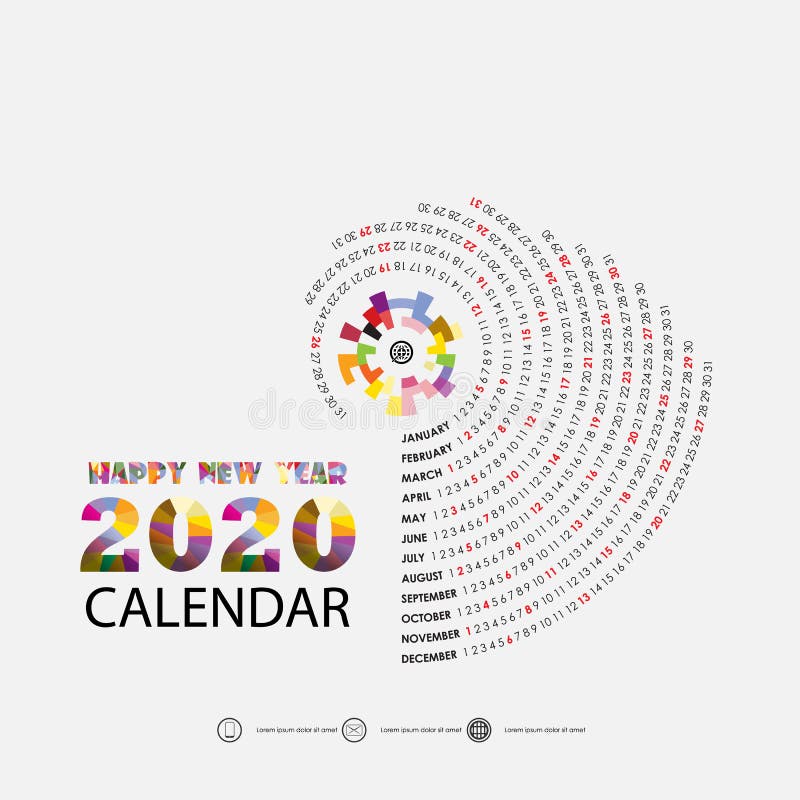 2020 ημερολογιακό πρότυπο Ημερολογιακό 2020 σύνολο 12 μηνών Ετήσιο πρότυπο χαρτικών ημερολογιακού διανυσματικό σχεδίου επίσης cor ελεύθερη απεικόνιση δικαιώματος