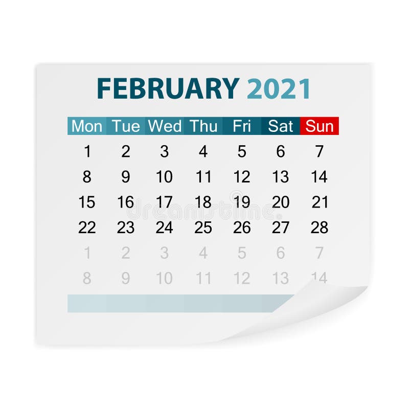 ημερολογιακό φεβρουάριο 2021 διανυσματική απεικόνιση