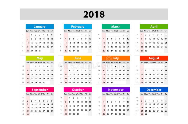 Ημερολόγιο γραφείων για το έτος του 2018 Διανυσματικό πρότυπο τυπωμένων υλών σχεδίου Ενάρξεις εβδομάδας την Κυριακή Ημερολογιακό ελεύθερη απεικόνιση δικαιώματος Ημερολόγιο γραφείων για το έτος του 2018 Διανυσματικό πρότυπο τυπωμένων υλών σχεδίου Ενάρξεις εβδομάδας την Κυριακή Ημερολογιακό ελεύθερη απεικόνιση δικαιώματος