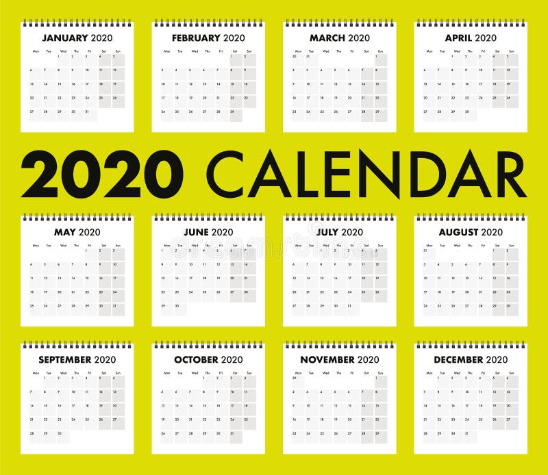 Ημερολόγιο 2020 με σύνδεση καλωδίου απεικόνιση αποθεμάτων