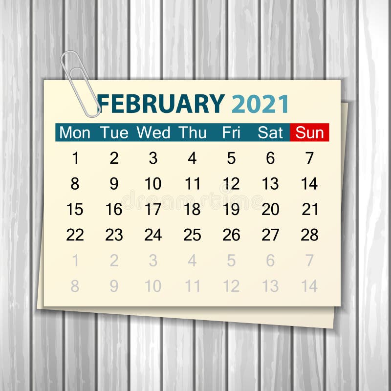 ημερολόγιο φεβρουαρίου 2021 για την ξυλεία διανυσματική απεικόνιση
