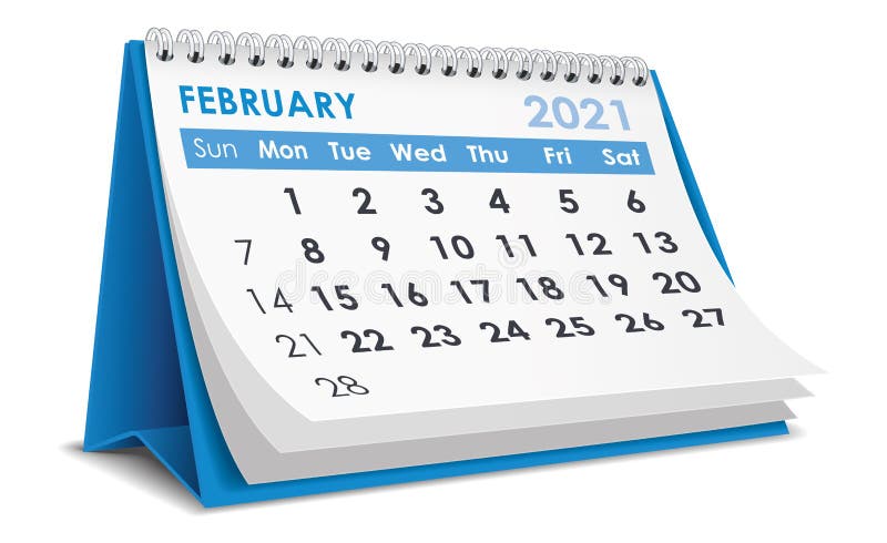 ημερολόγιο φεβρουαρίου 2021 διανυσματική απεικόνιση