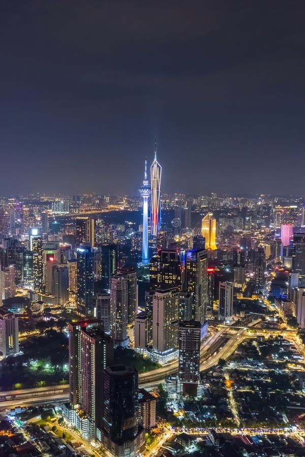 θέα ια όμορφη ριόλη kuala lumpur στη νυχτερουσάλα lumpur είναι ια καρδιά τη μαλαισία στοκ εικόνες