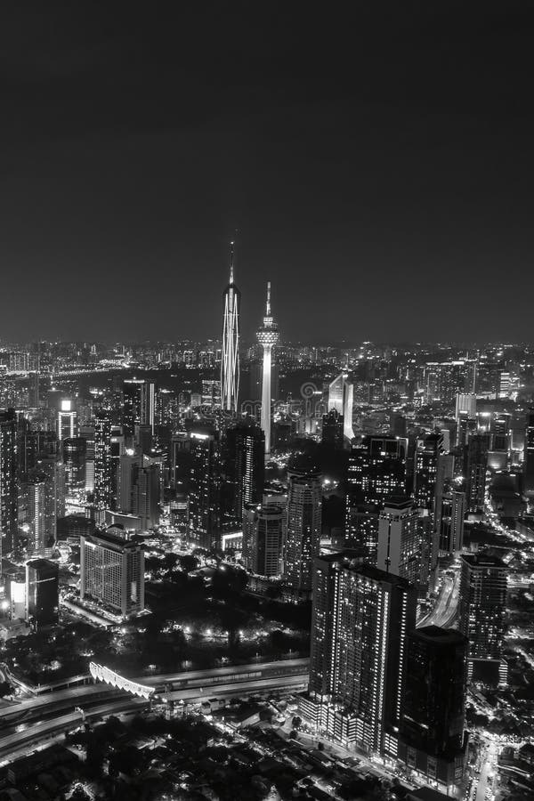 θέα μιας όμορφης πόλης kuala lumpur σε ασπρόμαυρο στοκ εικόνα με δικαίωμα ελεύθερης χρήσης