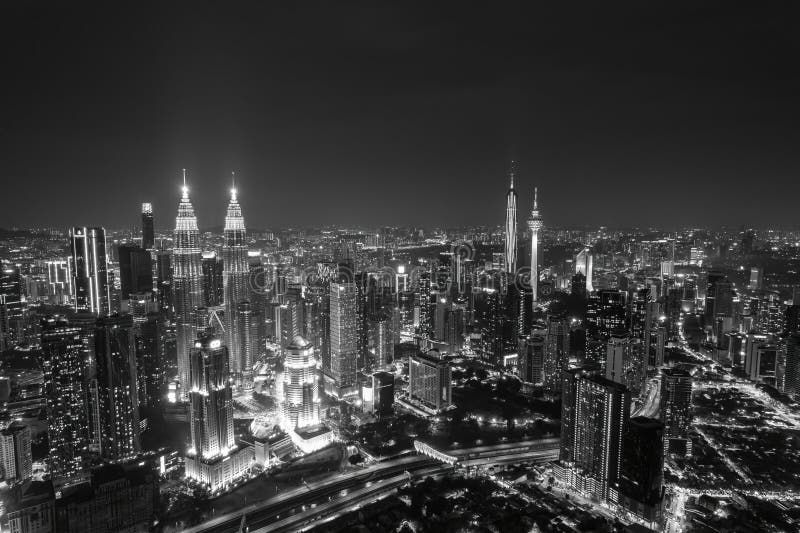 θέα μιας όμορφης πόλης kuala lumpur σε ασπρόμαυρο στοκ εικόνες με δικαίωμα ελεύθερης χρήσης
