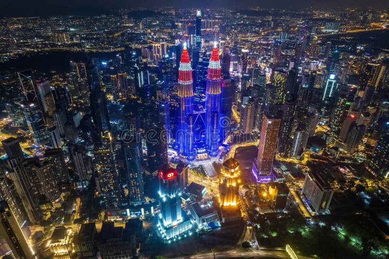 θέα μιας όμορφης πόλης kuala lumpur τη νύχτα στοκ φωτογραφίες με δικαίωμα ελεύθερης χρήσης