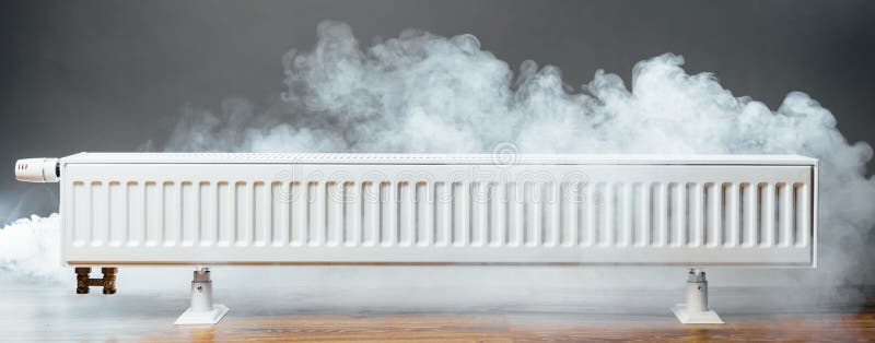 Θέρμανση του θερμαντικού σώματος με το θερμό ατμό στοκ φωτογραφία