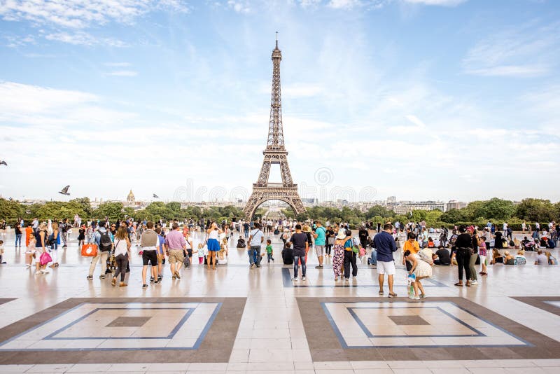 Θέση Trocadero με τον πύργο του Άιφελ στο Παρίσι στοκ εικόνα