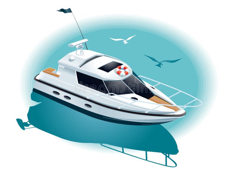 Illustration of a white yacht at sea. Illustration of a white yacht at sea