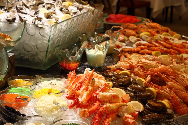 Christmas seafood buffet,Lemon shrimp and so on. Christmas seafood buffet,Lemon shrimp and so on