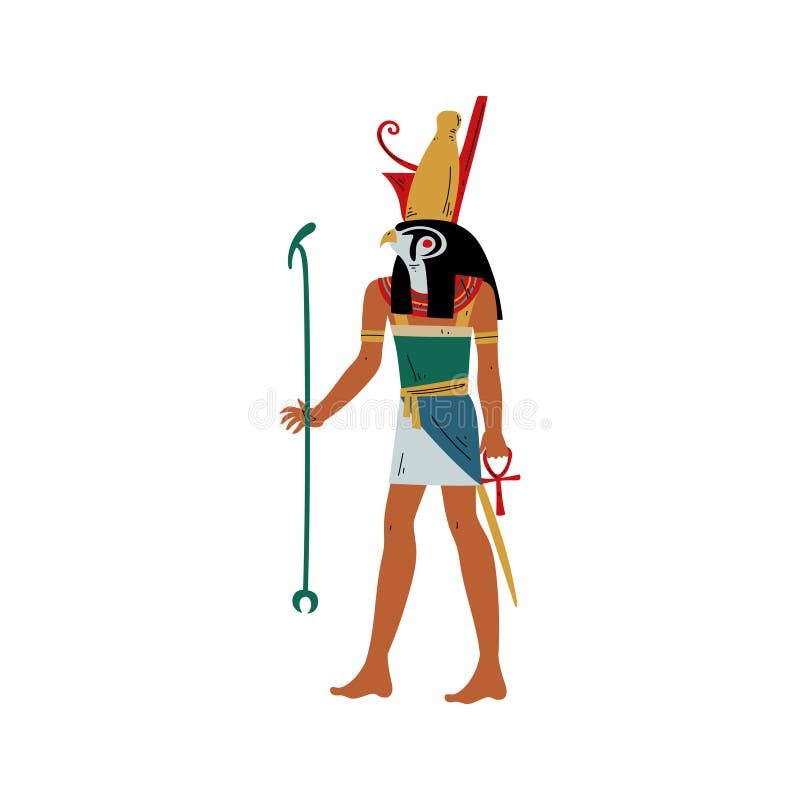 Θεός Horus του ουρανού και του ήλιου με τον επικεφαλής του γερακιού, σύμβολο της αρχαίας αιγυπτιακής διανυσματικής απεικόνισης πο απεικόνιση αποθεμάτων Θεός Horus του ουρανού και του ήλιου με τον επικεφαλής του γερακιού, σύμβολο της αρχαίας αιγυπτιακής διανυσματικής απεικόνισης πο απεικόνιση αποθεμάτων