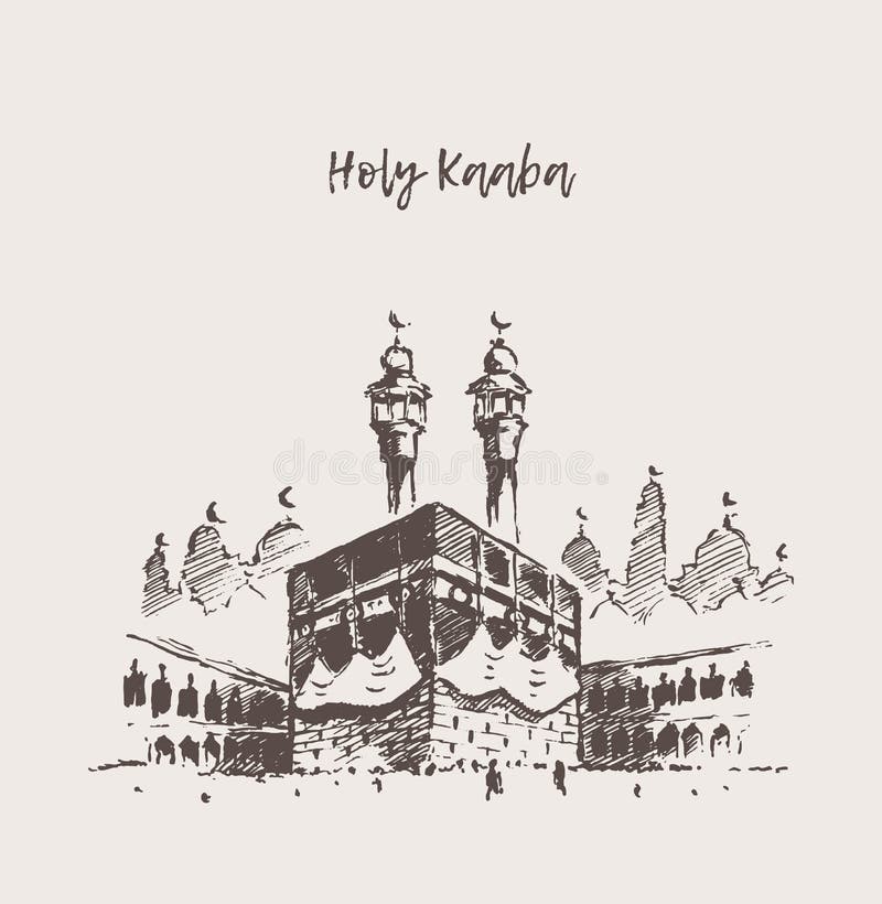 Ιερό συρμένο μουσουλμάνος σκίτσο Kaaba Μέκκα Σαουδική Αραβία ελεύθερη απεικόνιση δικαιώματος Ιερό συρμένο μουσουλμάνος σκίτσο Kaaba Μέκκα Σαουδική Αραβία ελεύθερη απεικόνιση δικαιώματος