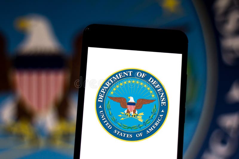June 1, 2019, Brazil. In this photo illustration the Department of Defense United States logo is displayed on a smartphone. June 1, 2019, Brazil. In this photo illustration the Department of Defense United States logo is displayed on a smartphone.