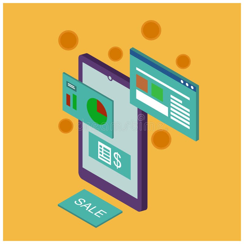 ισομετρική ιδέα επίπεδης σχεδίασης smartphone online shop στοκ φωτογραφία με δικαίωμα ελεύθερης χρήσης