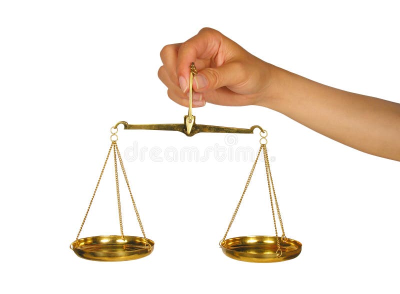 Woman holding scale of balance. Woman holding scale of balance