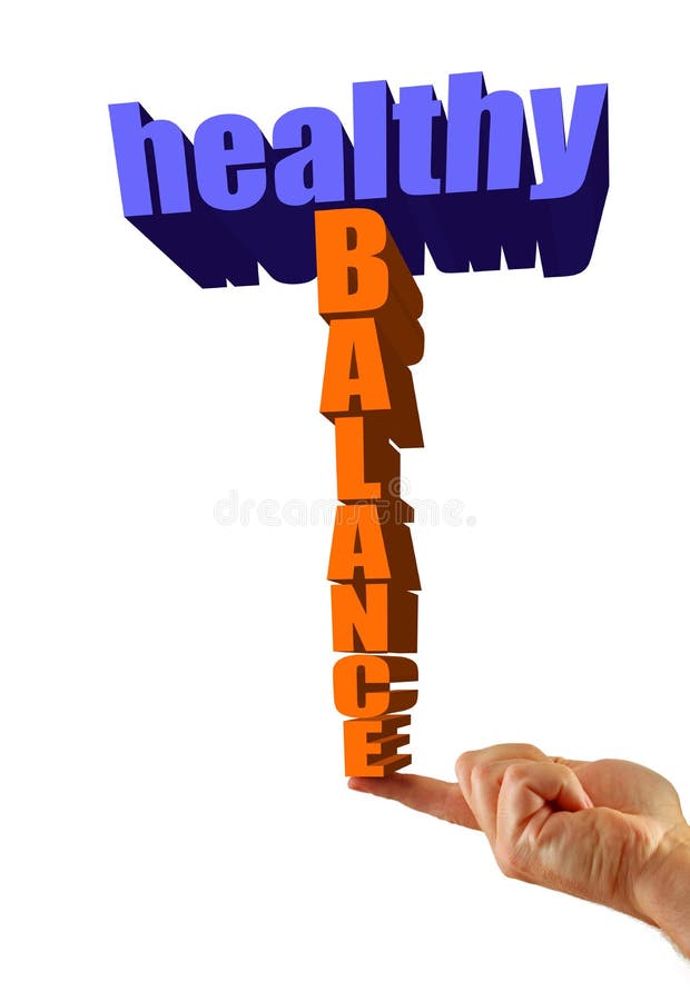 Healthy balance written in 3D on an isolated white background, finger balances text. Healthy balance written in 3D on an isolated white background, finger balances text.